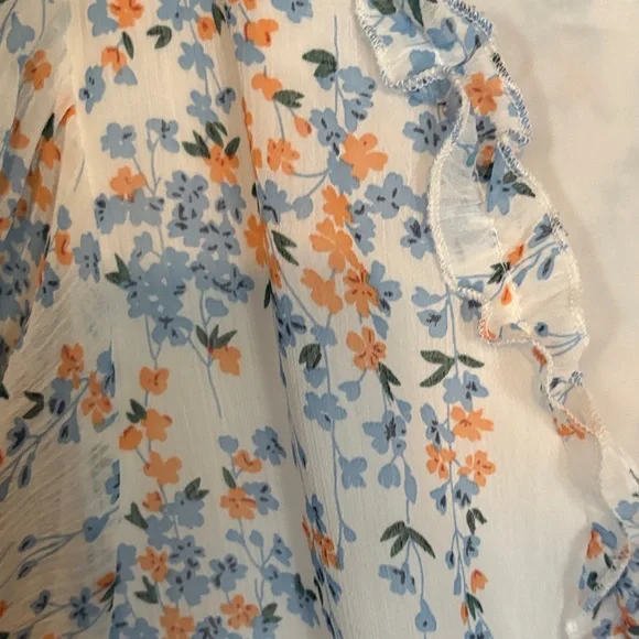 SHEIN White Mini Dress with Blue & Peach Floral Print - Picture 4 of 7